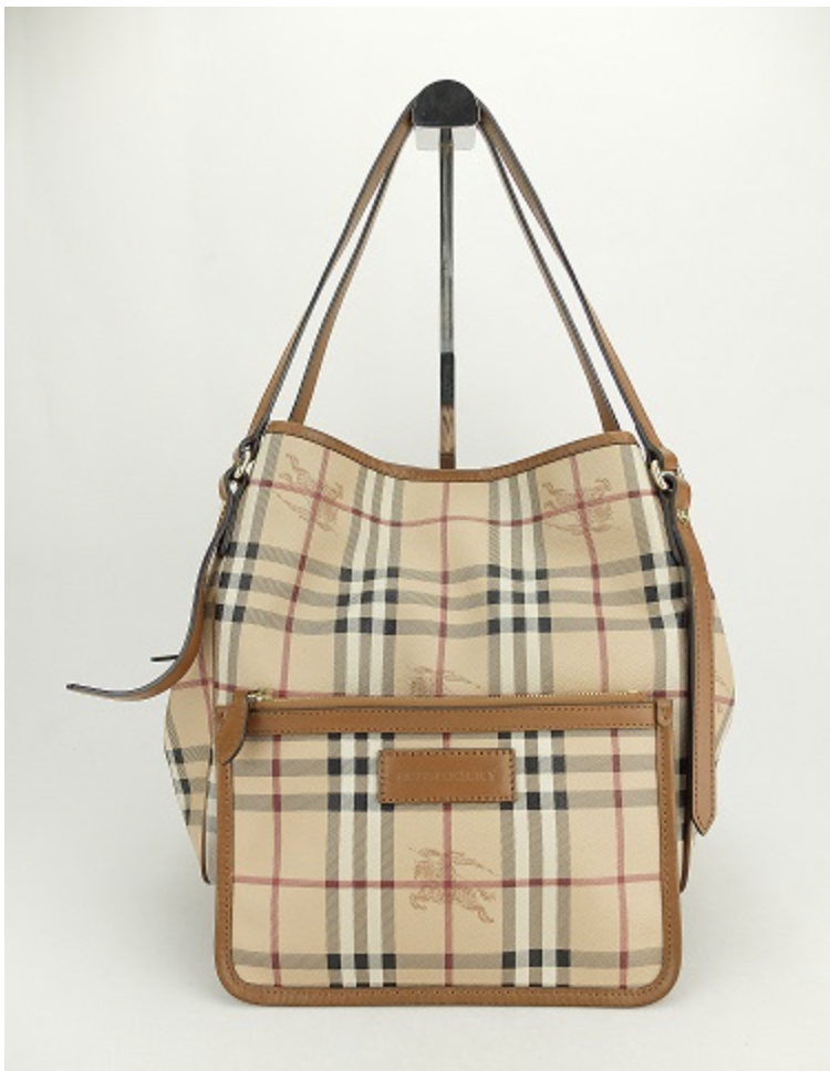 PB6006 Burberry Small Haymarket Tote (Brown)